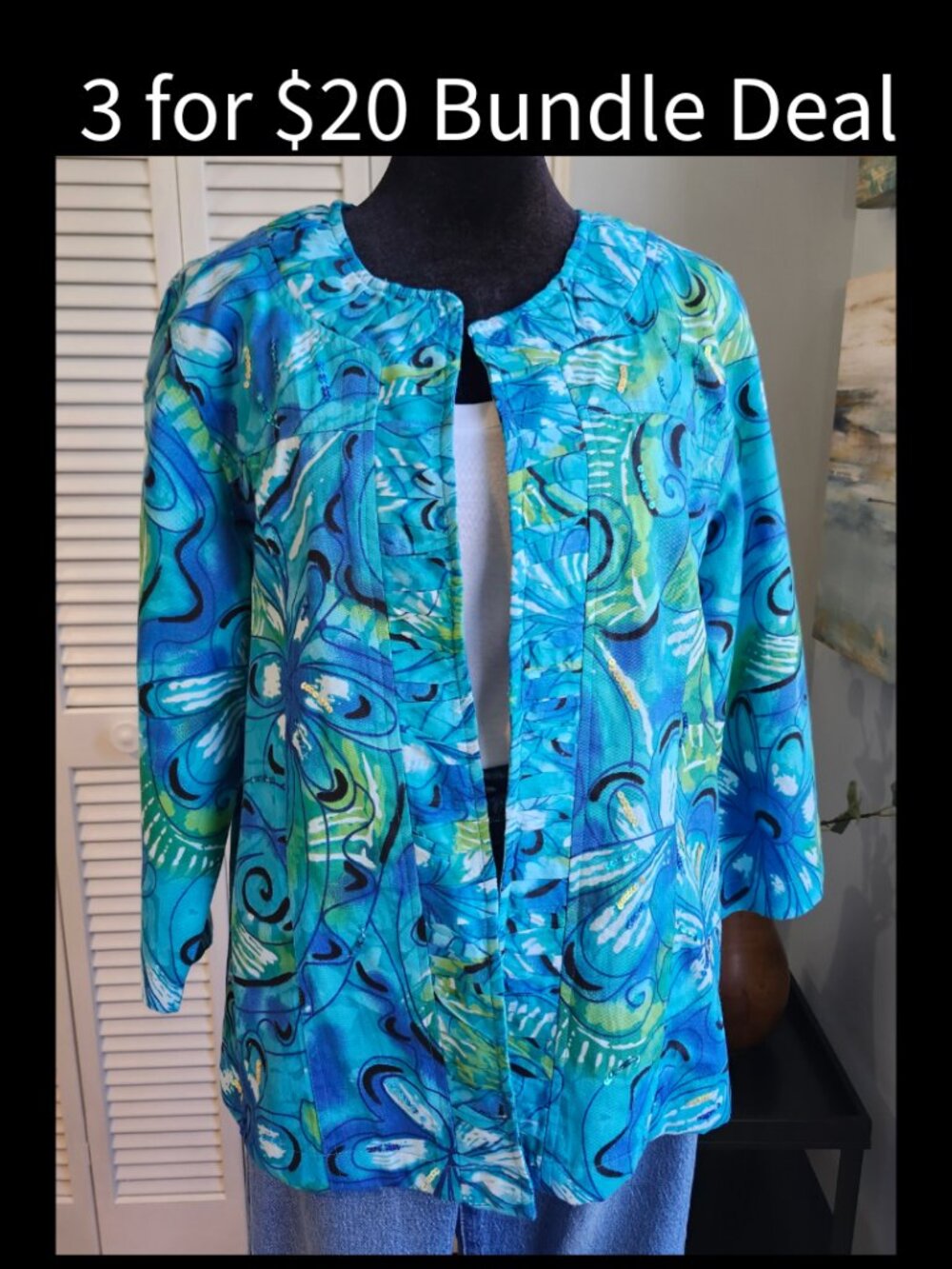 Choices Embellished Jacket size M Blue NWOT Sequins